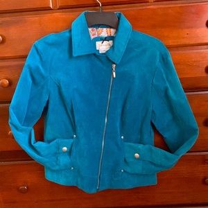 Genuine leather teal jacket NWT